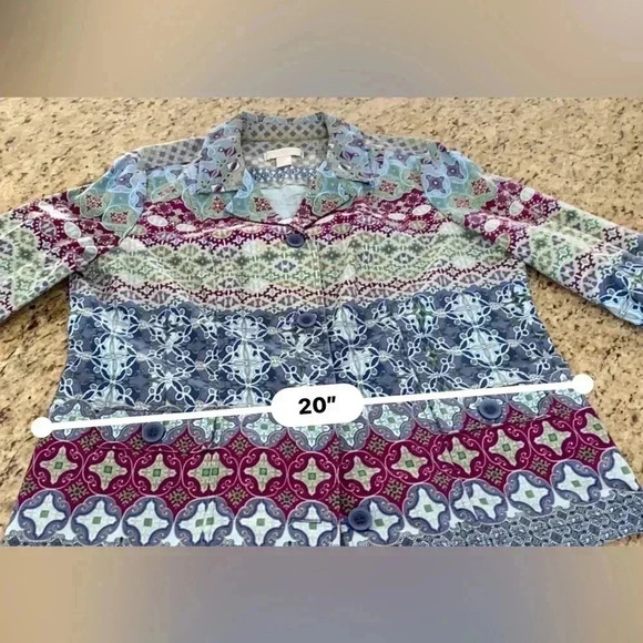 Boho Vintage Christopher Banks Jean Jacket Size Petite Large - Picture 7 of 9